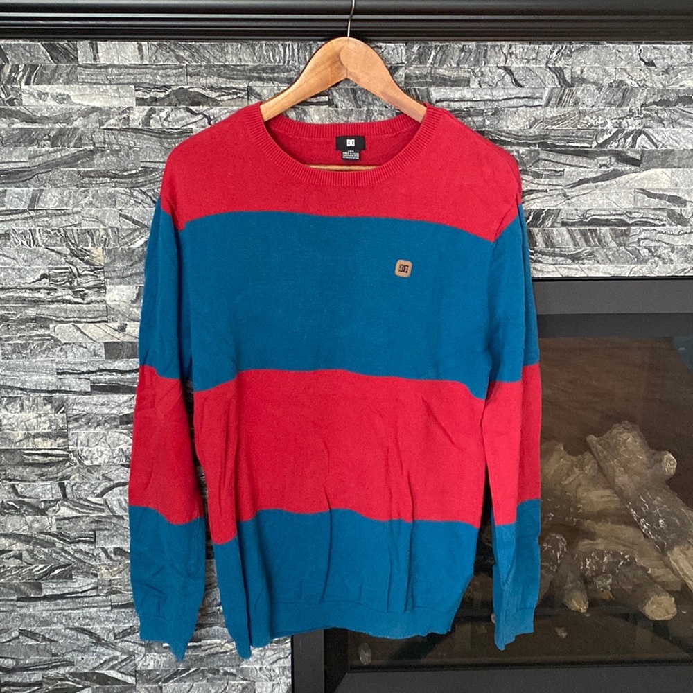 DC Sweater Long Sleeve Stripes, Red and Blue